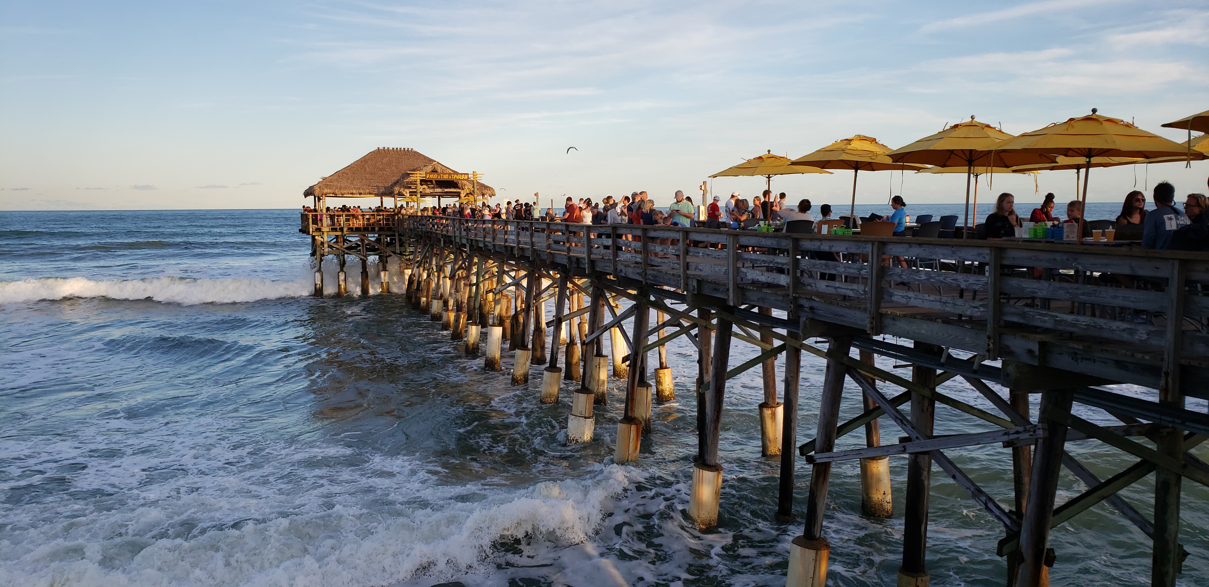 Cocoa Beach Pier at sunset, the public pier just south of Cape Canaveral.