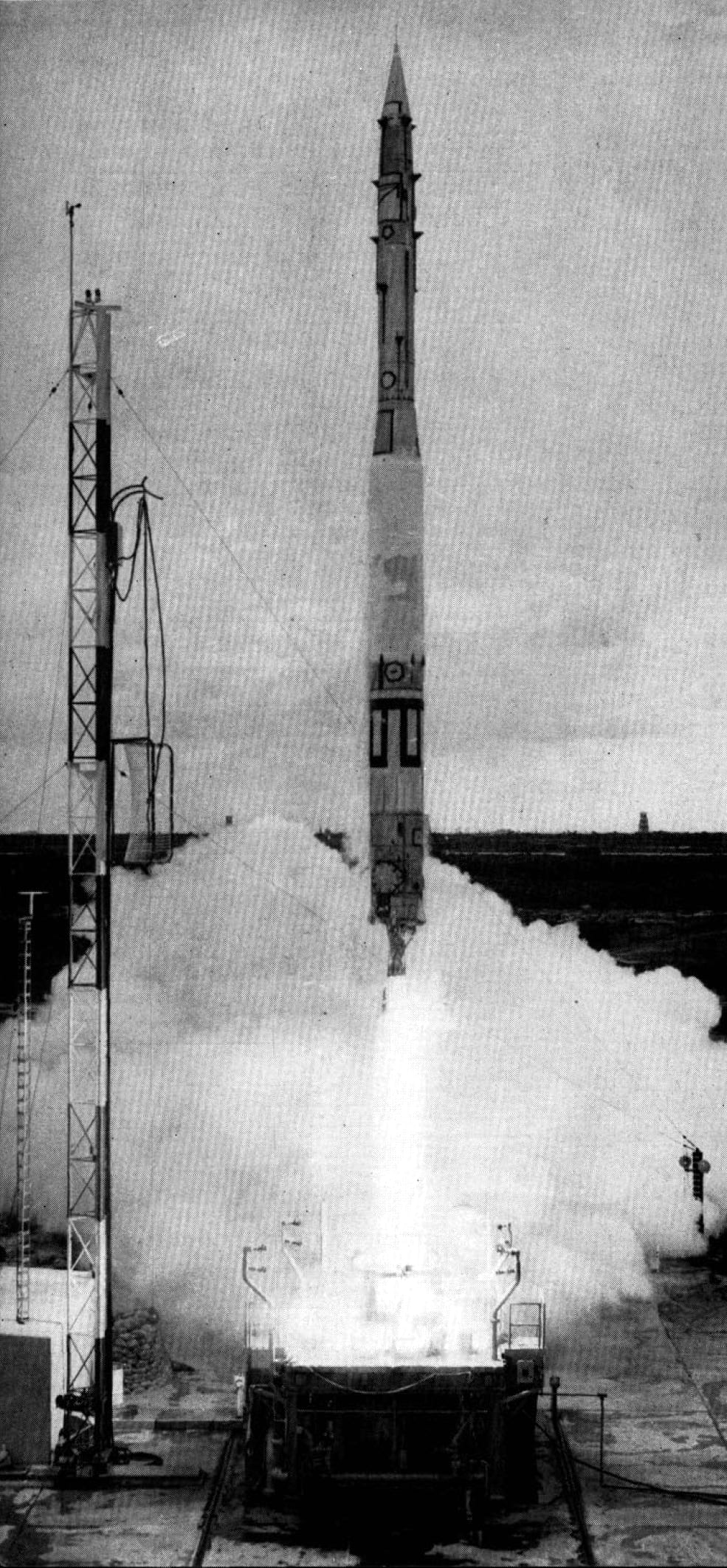 A Vanguard rocket lifting off from Launch Complex 18 at Cape Canaveral in 1957.