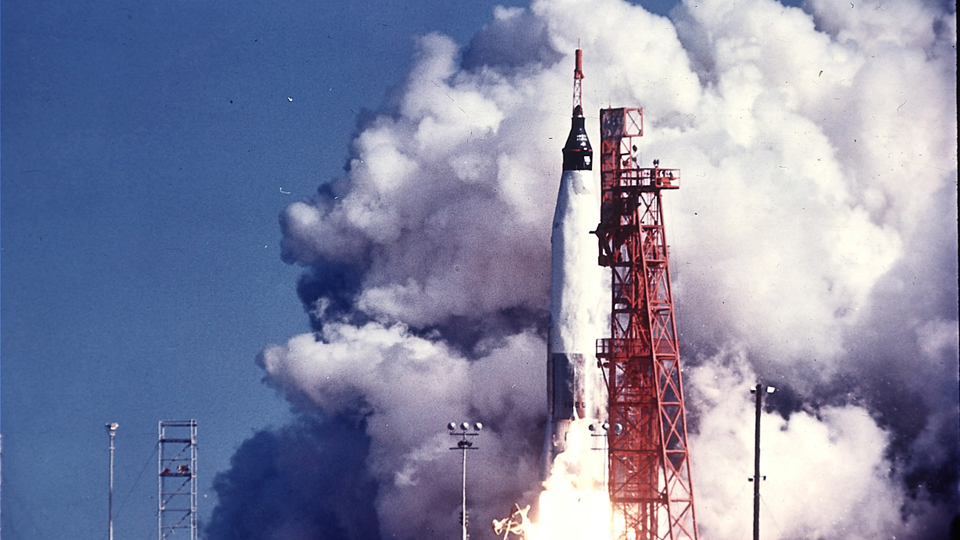 Friendship 7 with John Glenn aboard launching from LC-14, February 20, 1962.