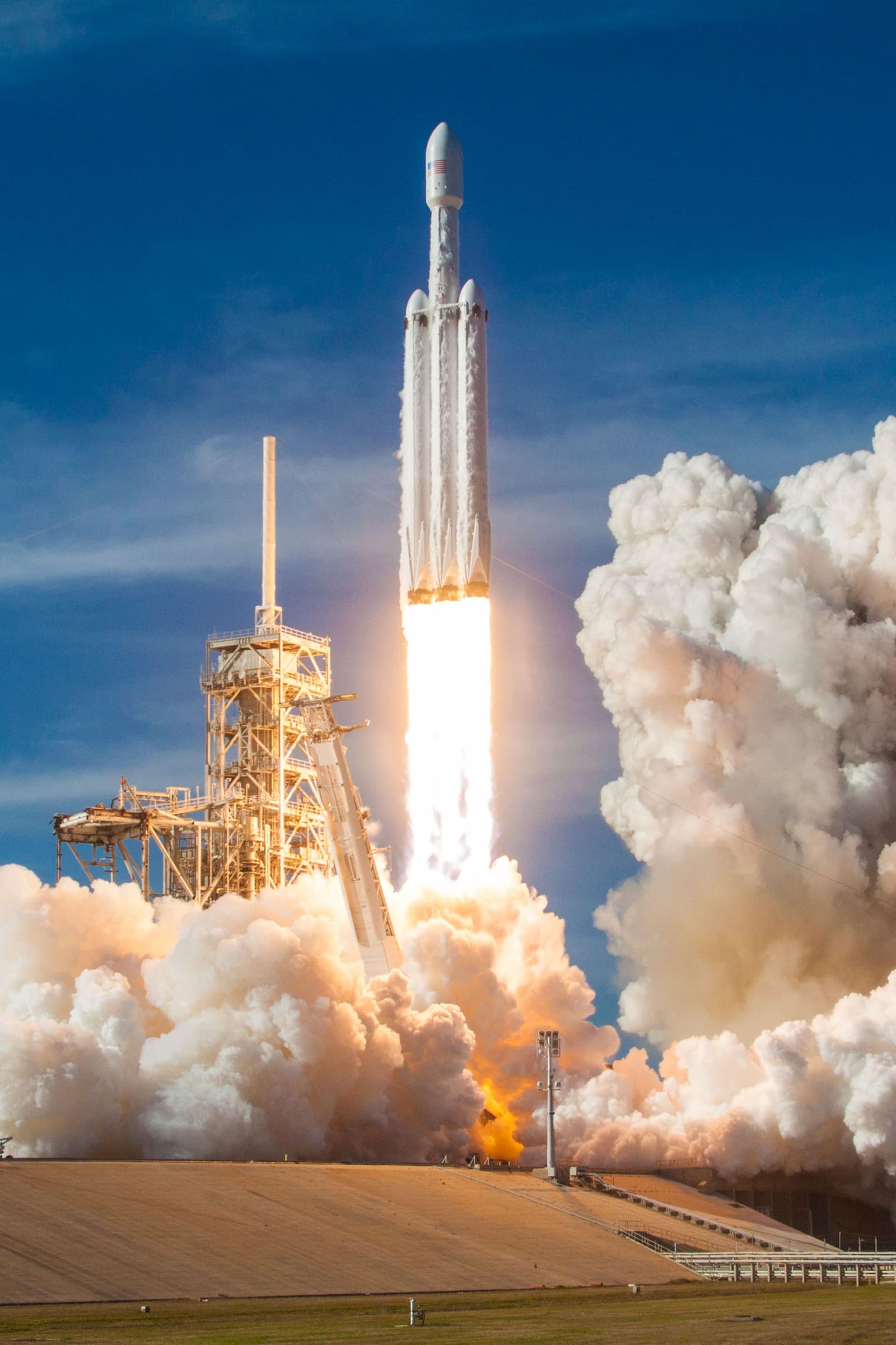 Falcon Heavy demonstration mission lifting off from Pad 39A in February 2018.